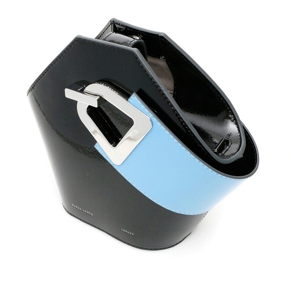 Danse Lente Black and Blue Patent Mini Johnny Bucket Bag - Picture 5 of 13